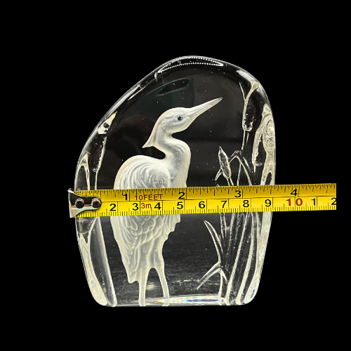Wedgwood Crystal Reverse Cut Paperweight Wild Birds Heron