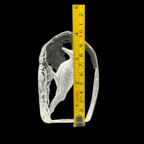 Wedgwood Crystal Reverse Cut Paperweight Wild Birds Woodpecker