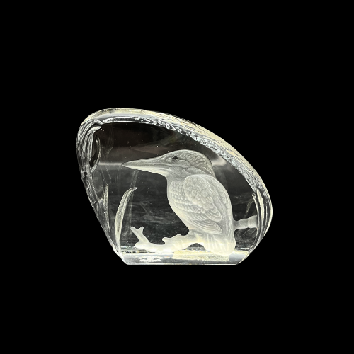 Wedgwood Crystal Reverse Cut Paperweight Wild Birds - Kingsfisher Bird