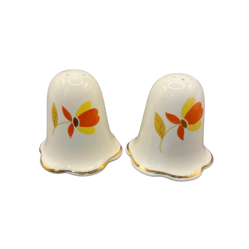 1950s HALL's Autumn Leaf Jewel Tea Co Regular Size Ruffled Salt & Pepper Shakers