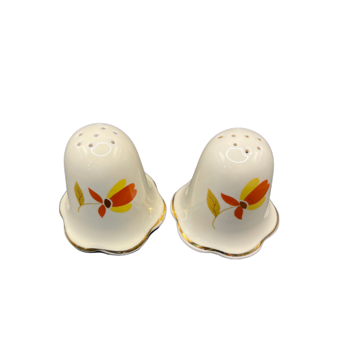 1950s HALL's Autumn Leaf Jewel Tea Co Regular Size Ruffled Salt & Pepper Shakers
