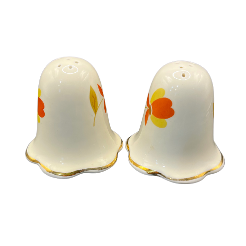 1950s HALL's Autumn Leaf Jewel Tea Co Regular Size Ruffled Salt & Pepper Shakers
