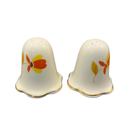 1950s HALL's Autumn Leaf Jewel Tea Co Regular Size Ruffled Salt & Pepper Shakers