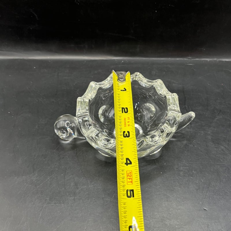 Vintage Anchor Hocking Clear Glass Turtle Trinket Dish with Lid