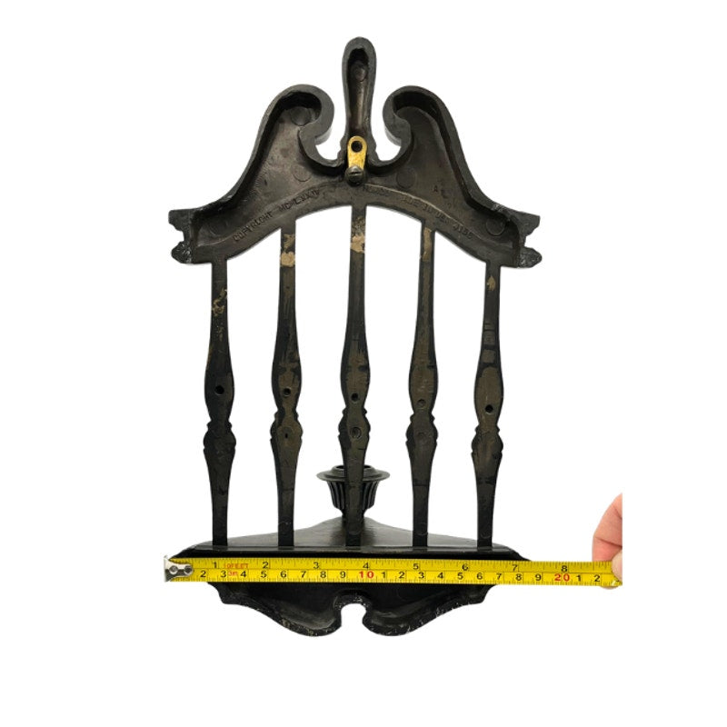 Vintage 1974 Homco Wall Sconce Dark Brown Faux Wood Spindle Design