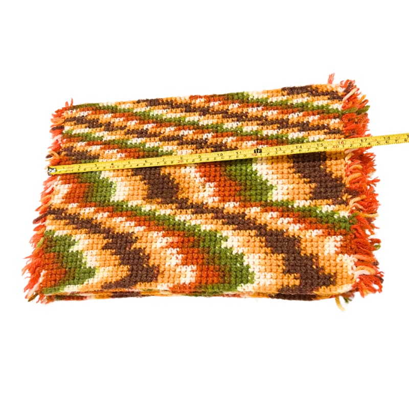 Vintage 1970s Striped Crochet Placemats Set of 4 Handmade Boho Table Linens