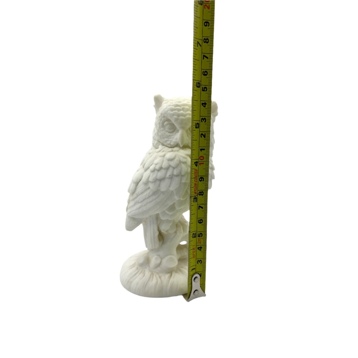 Vintage Italian Hand-Carved Alabaster White Owl on Branch Sculpture Mid Century