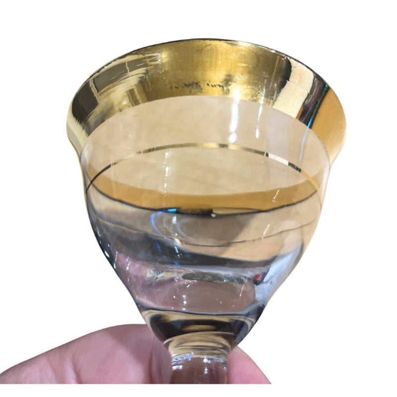 Mid Century Avitra Golden 22k Gold Wine Glass Water Goblet Dorothy Thorpe Style