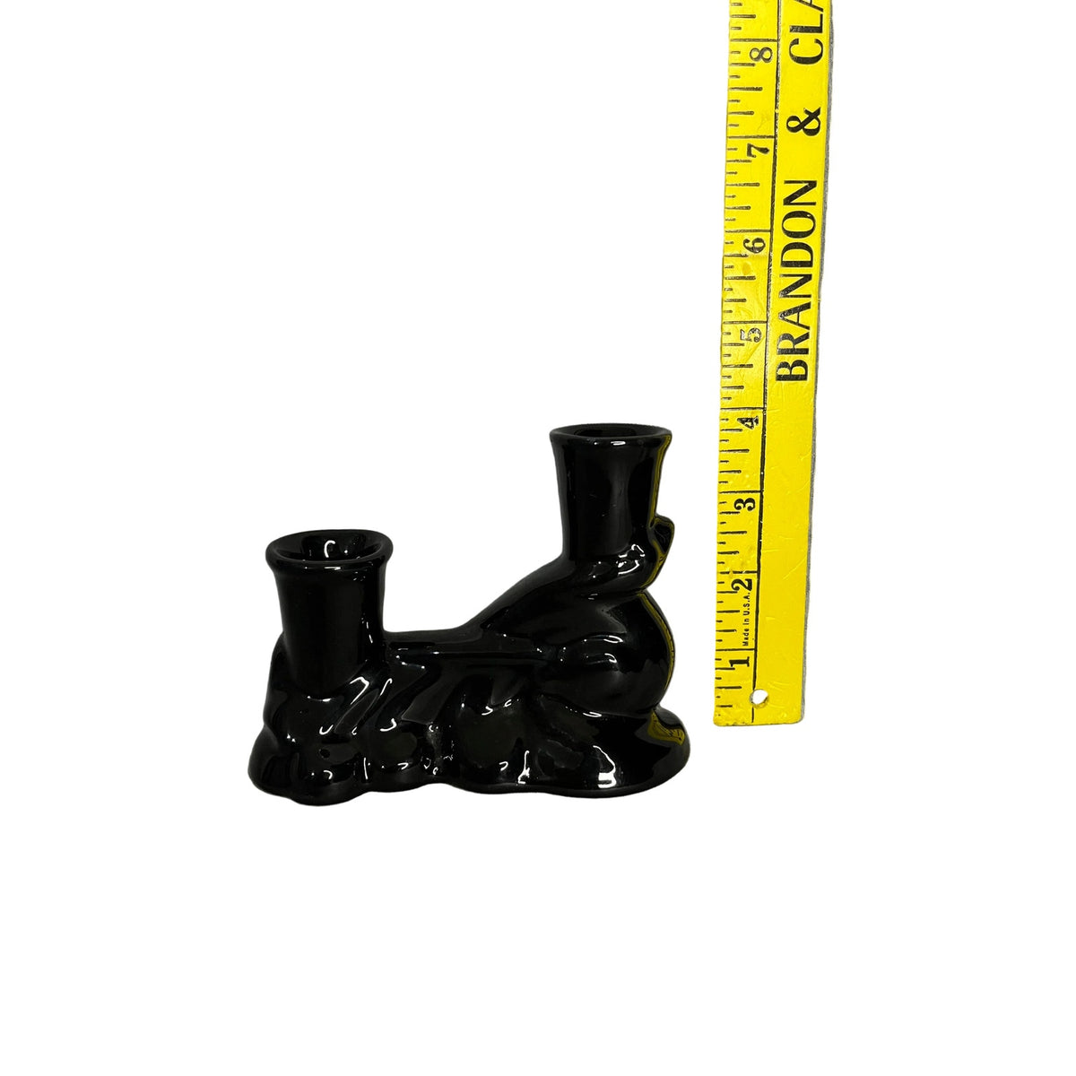 Vintage Frankoma Double Candlestick in Black Glaze 304