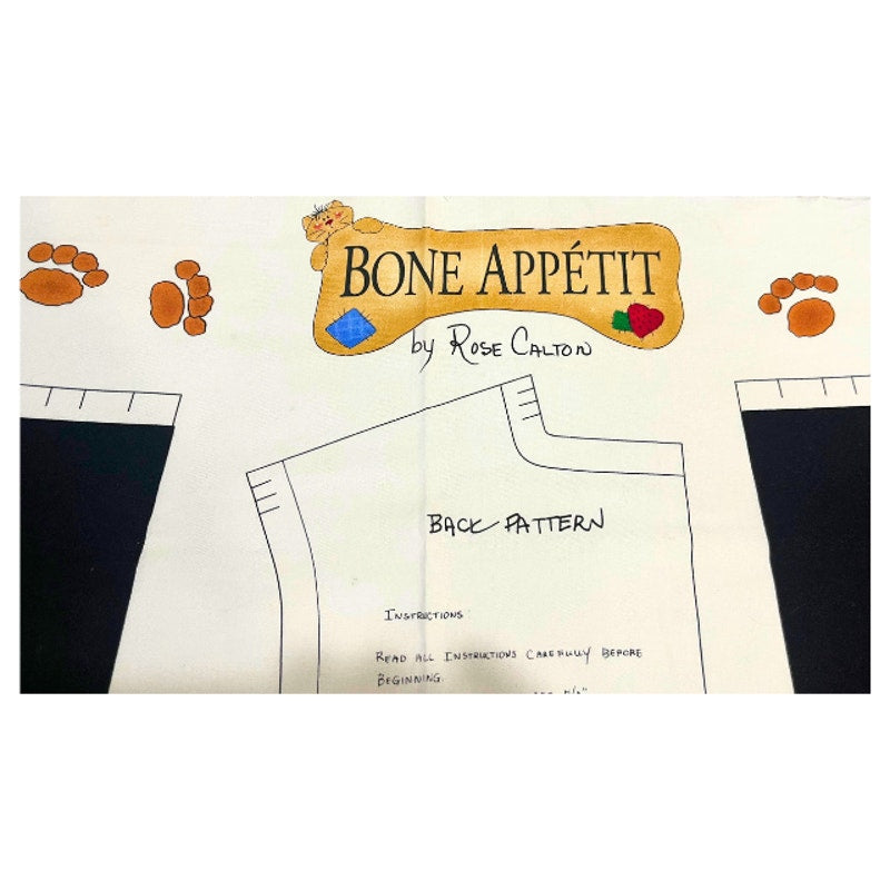 Vintage Bone Appetit Dog Cut and Sew Vest Timeless Treasures Fabric Panel