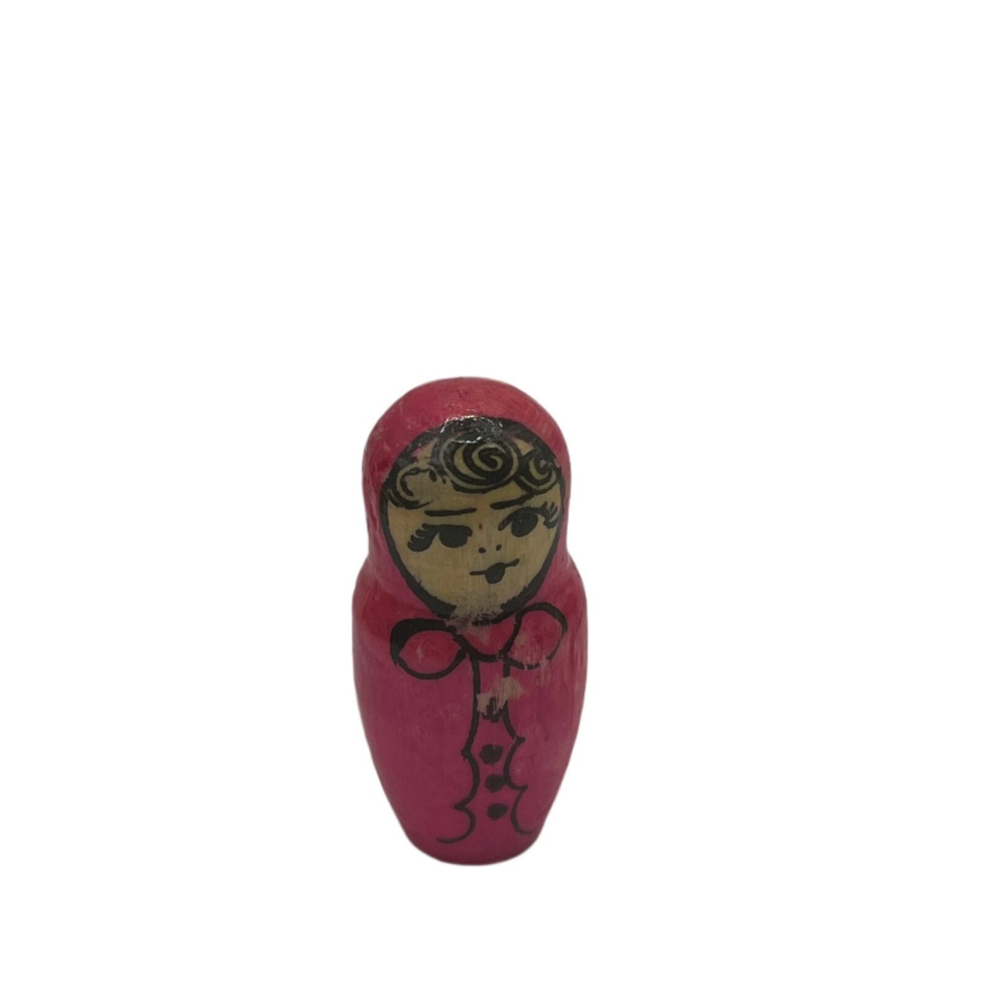 Vintage Russian Matryoshka Nesting Dolls Red Pink Purple Floral Design Set of 5