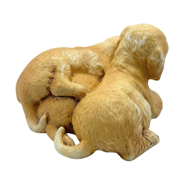 Vintage HOMCO 1987 Masterpiece Porcelain Golden Retriever Puppies Figurine