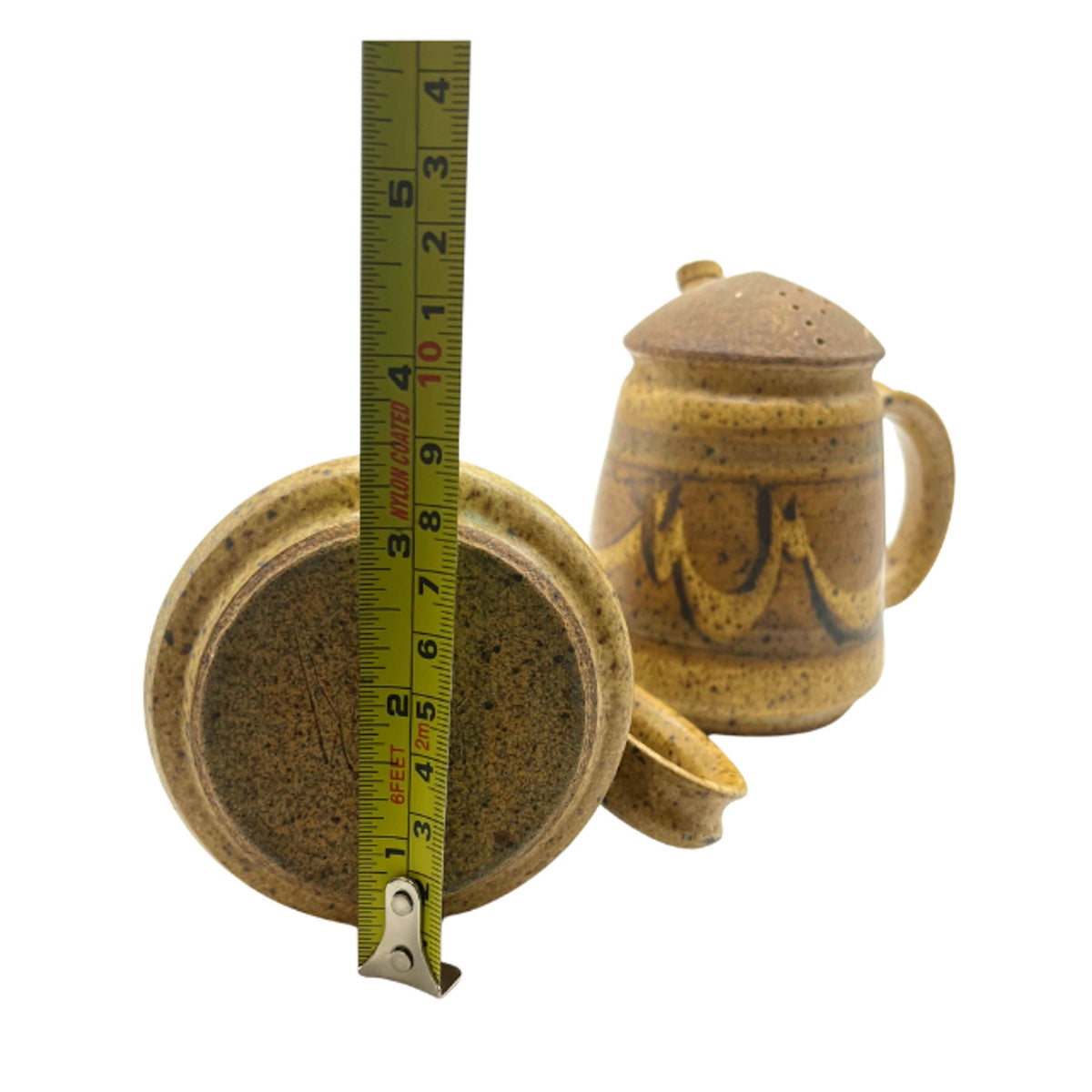 Vintage Signed Studio Pottery Salt and Pepper Shakers Sandstone Viking Style