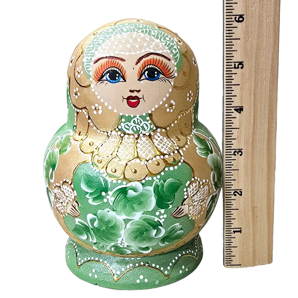 Vintage Russian Nesting Dolls 10 Piece Hand Painted Floral Matryoshka Wood