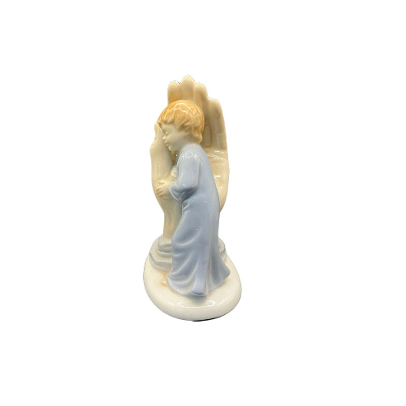 Vintage 1983 Roman Inc. Ceramic Figurine Isaiah 49:13 Boy in Blue Nightgown