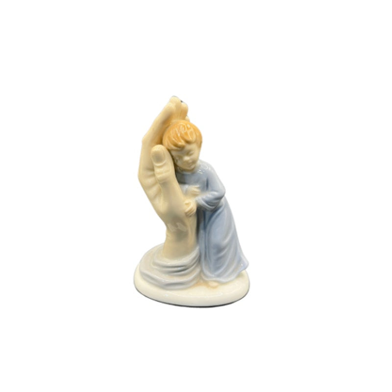 Vintage 1983 Roman Inc. Ceramic Figurine Isaiah 49:13 Boy in Blue Nightgown