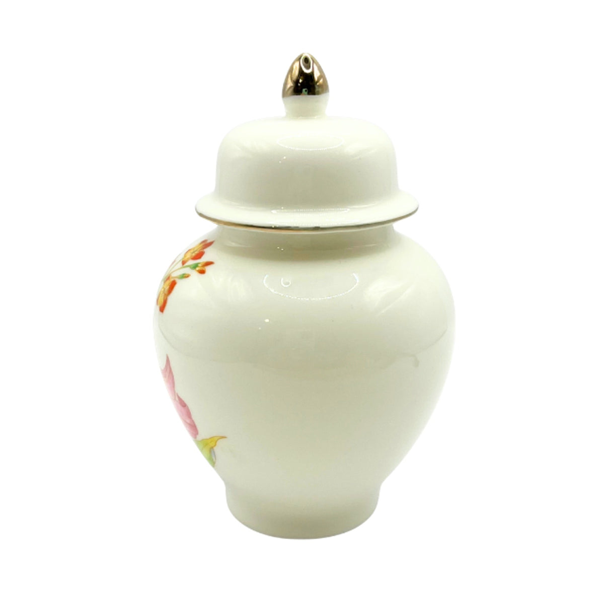 Vintage Flambro Spring Fantasy Porcelain Ginger Jar Lidded Floral Chinoiserie