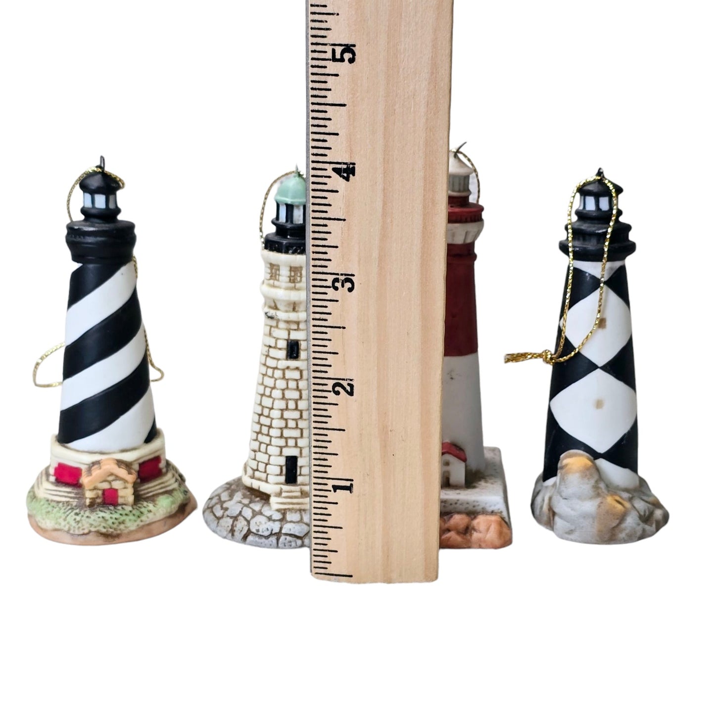 VTG Lefton Lighthouse Collectible Ornaments Nautical Beachfront Decor Set Of 4