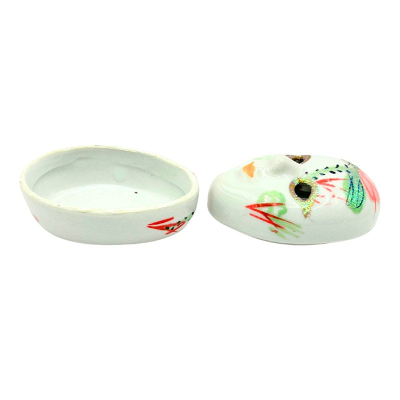 Vintage Ceramic Trinket Box Hand-Painted Mardi Gras Mask Glitter