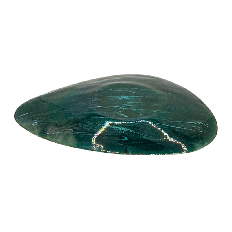 Vintage Enameled Copper Dish Turquoise Blue Abstract Marbled Trinket Bowl