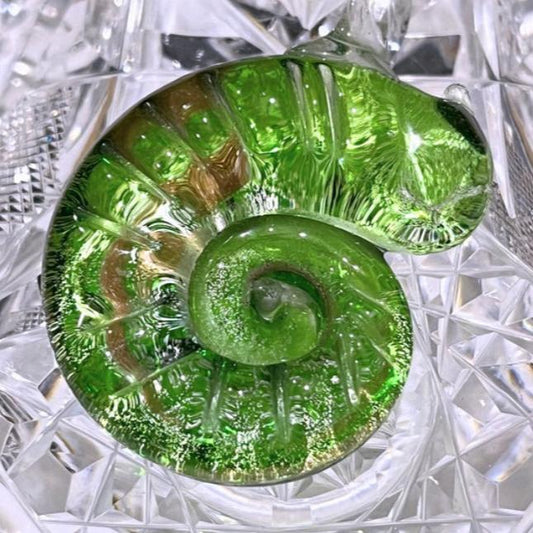 * Dichroic Glass Seashell Pendant Green Metallic