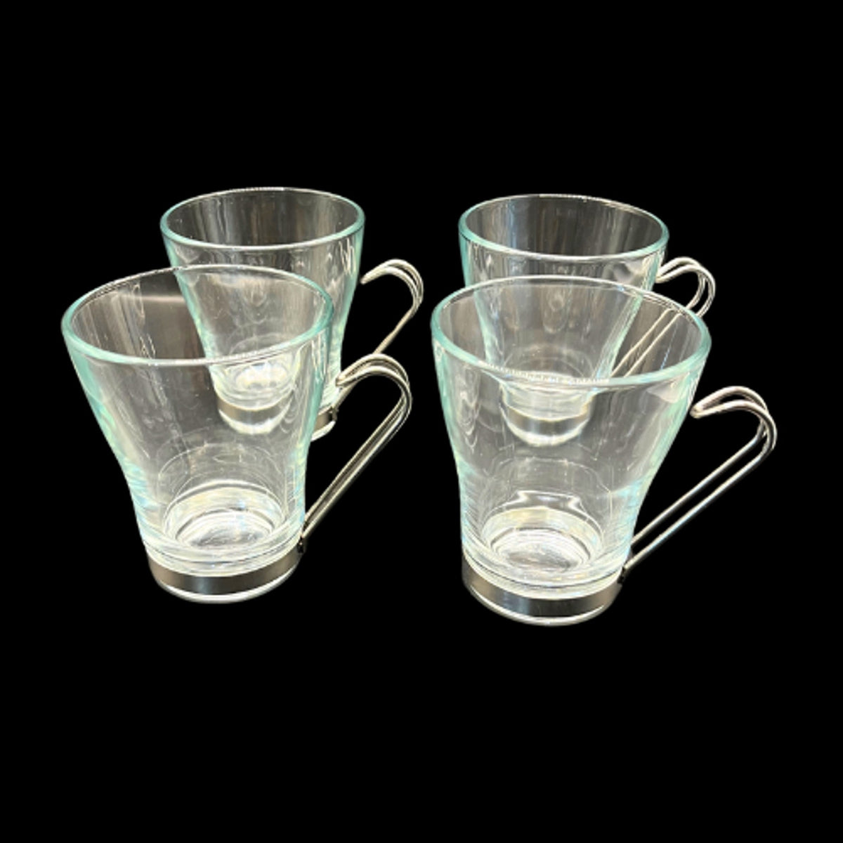 Bormioli Rocco Oslo Glass Cappuccino Cup Set 4 SS Handle Clear 7.5oz