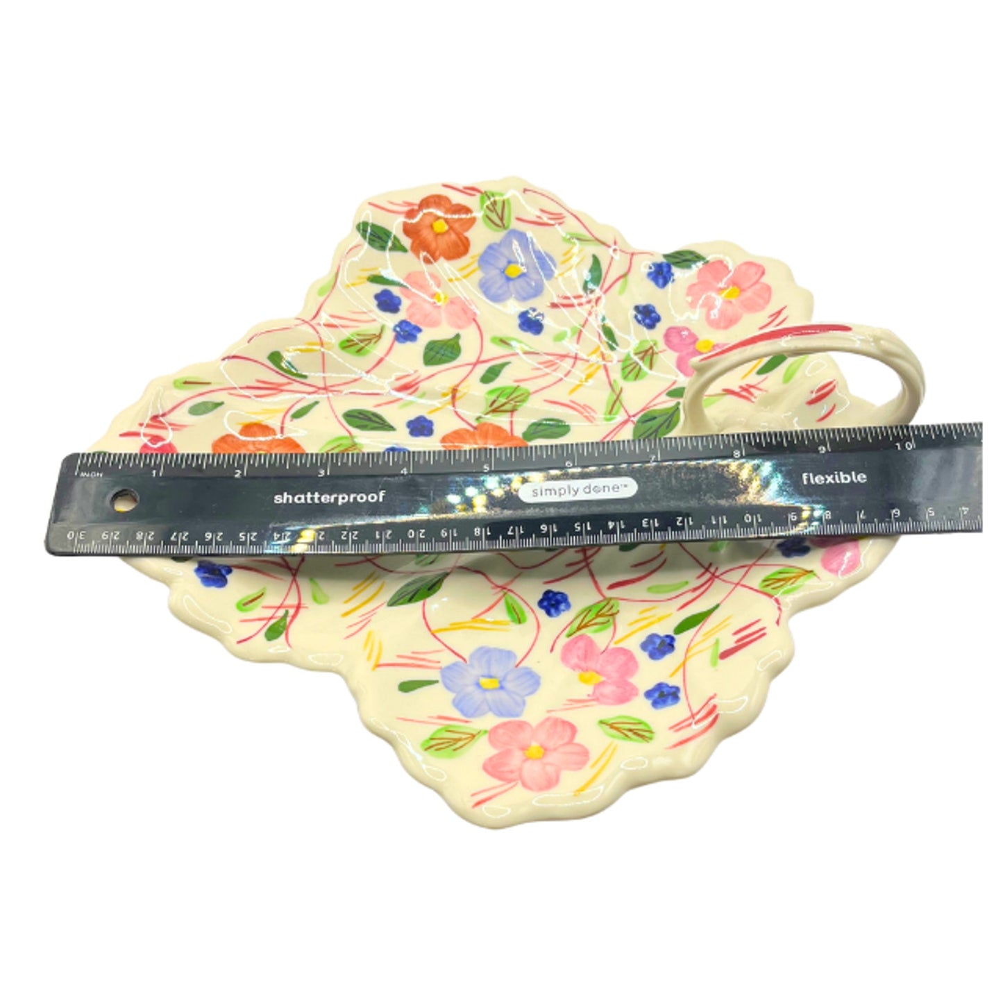 Vintage Blue Ridge Pottery Leaf Shaped 10" Nappy Dish Hand Painted