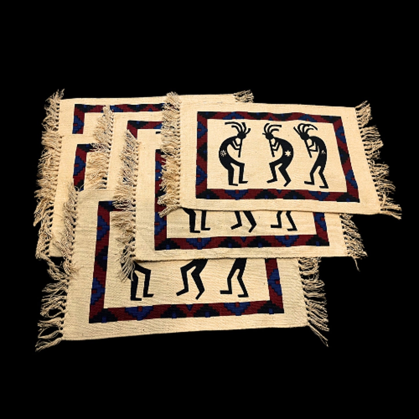 Southwestern KOKOPELLI Flute Dancer Woven 6 Placemats EL PASO SADDLE BLANKET CO