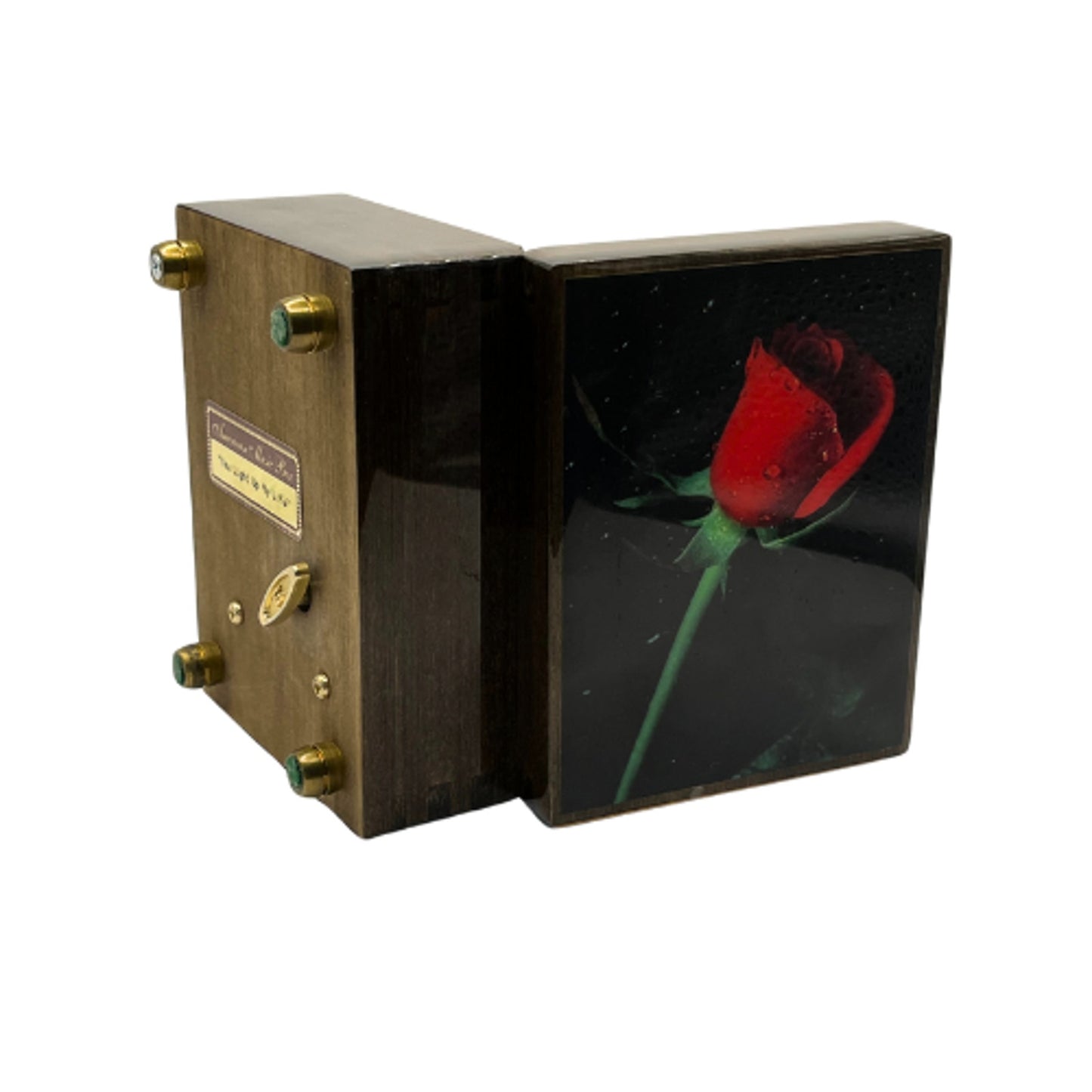 American Music Box Company "The Rose" Black Lacquer Jewelry Music Box