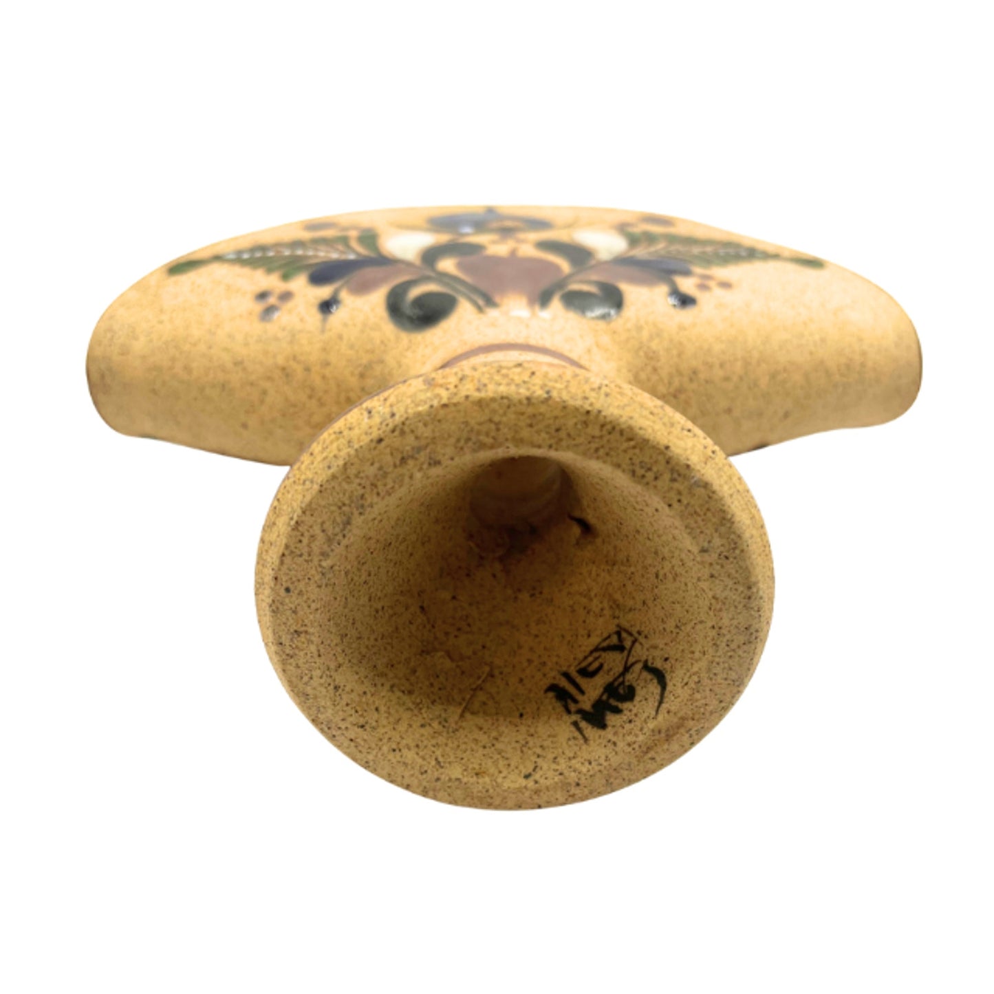 Vintage Mexican Tonala Sandstone Pottery Van Vase/ Napkin Holder Signed