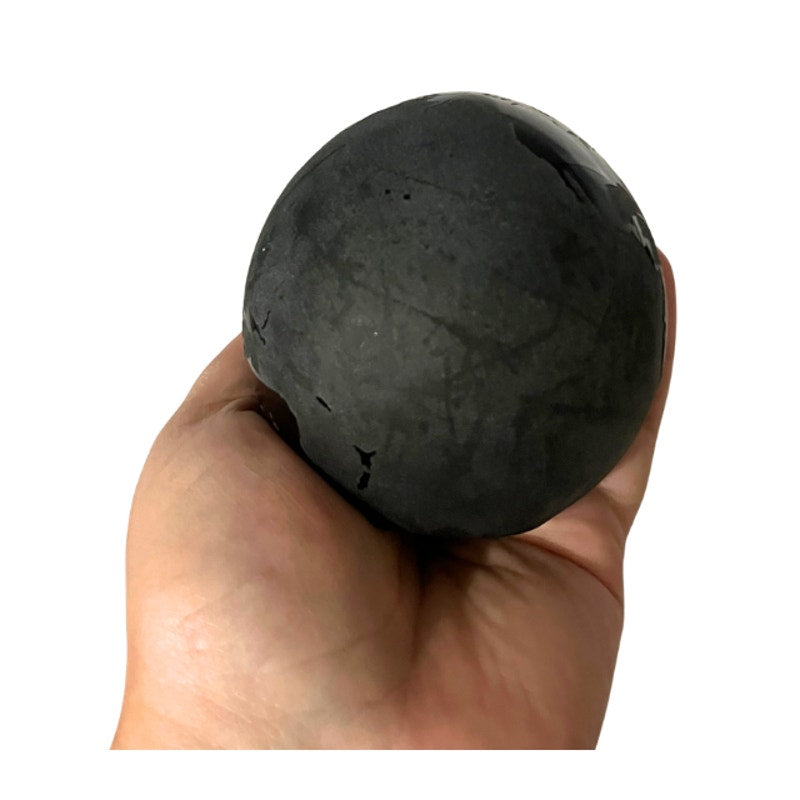 Ewegla Signed Art Glass Globe Paperweight Frosted Textured Black