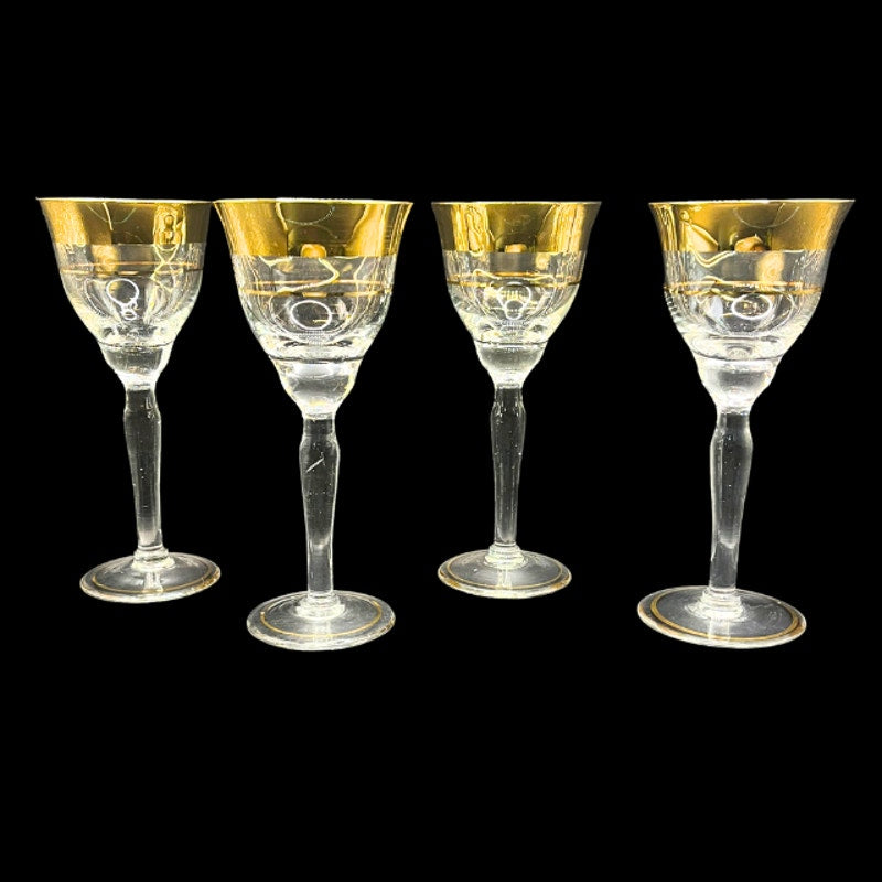 Vintage Avitra Golden 22k Gold Wine Glass Water Goblet Dorothy Thorpe Style