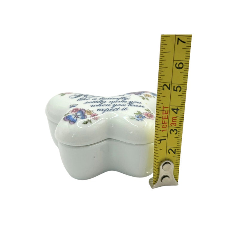 Vintage 1974 Avon Butterfly Fantasy White Porcelain Trinket Box