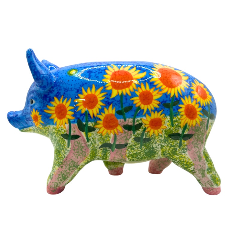 Vintage Van Gogh Sunflowers Floral Inspired Piggy Bank by Big Pigs 2002