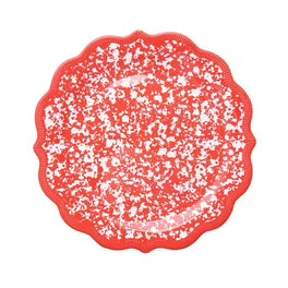 Pioneer Woman 10" Melamine Country Splatter Coral 6-Piece Dinnerware Plates w/ Scallop Edge