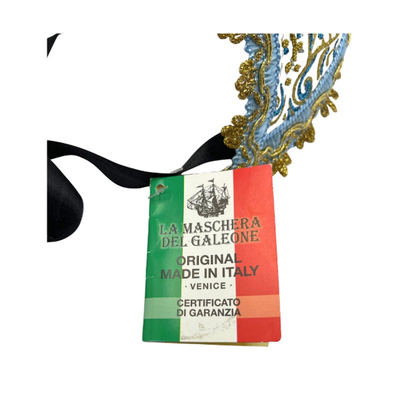 Venetian Masquerade Mask La Maschera del Galeone Hand Painted Italy Tag