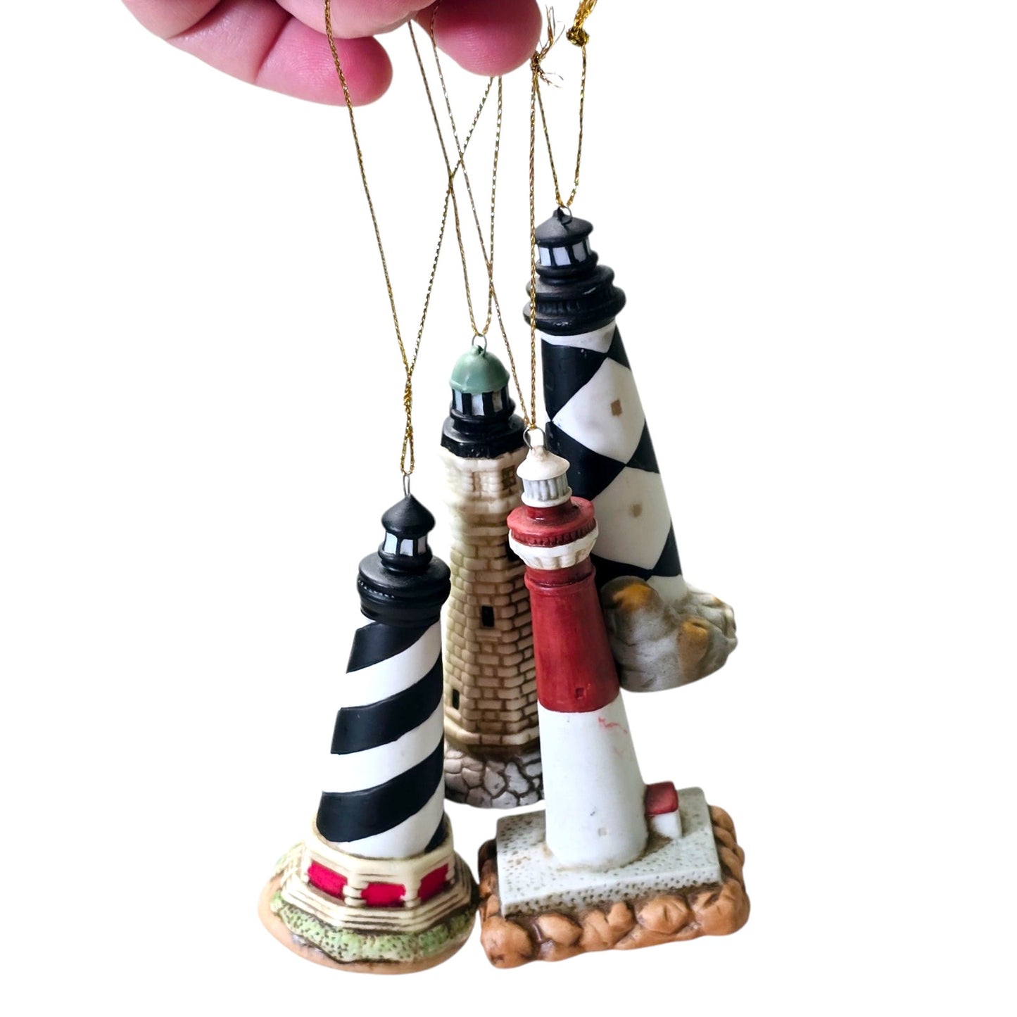 VTG Lefton Lighthouse Collectible Ornaments Nautical Beachfront Decor Set Of 4