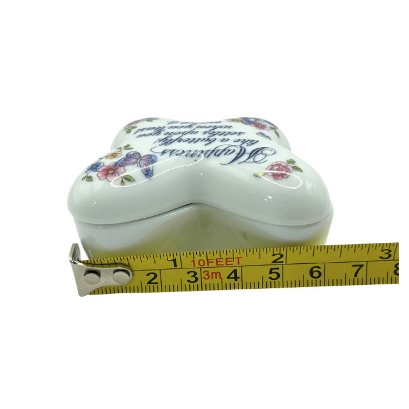 Vintage 1974 Avon Butterfly Fantasy White Porcelain Trinket Box