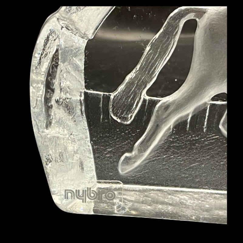 NYBRO Sweden Crystal Equestrian Horse English Rider Iceberg Paperweight Signed