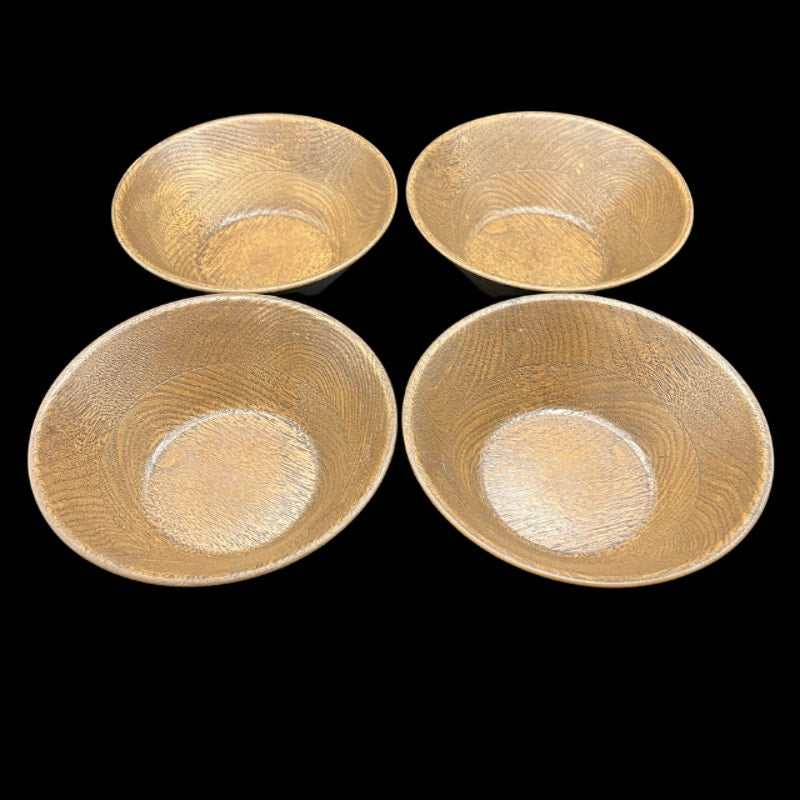 Vintage Thermo Serv Faux Wood Grain Plastic Salad Bowls Set of 4 1970s