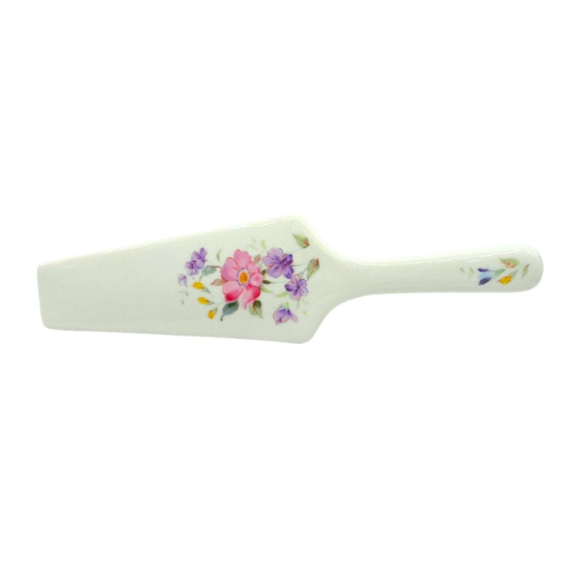 Vintage Andrea by Sadek Porcelain Cake Pie Server Purple Pink Floral Pattern