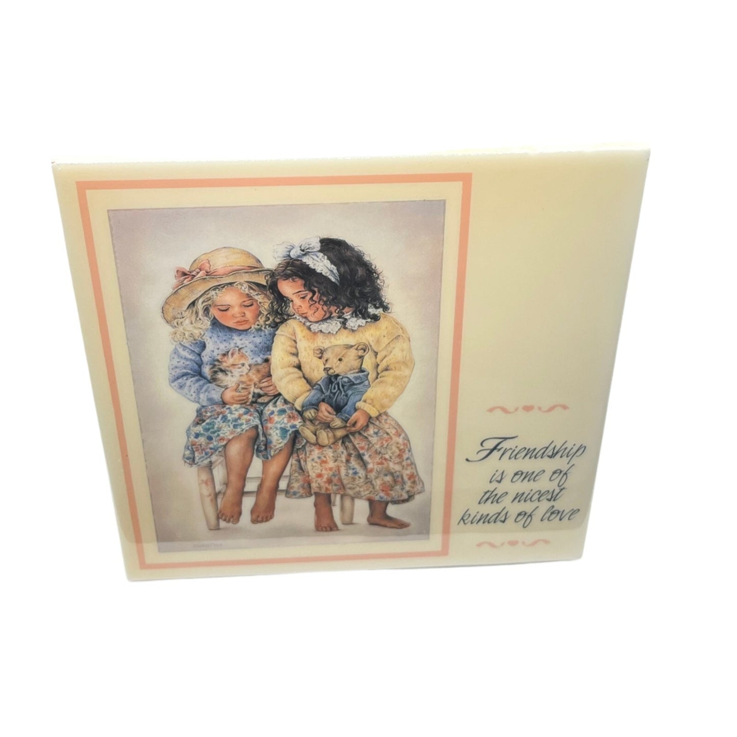 Friendship is one of the  nicest  kinds of Love Easel Tile Art by Christine Haworth 8" by 8"