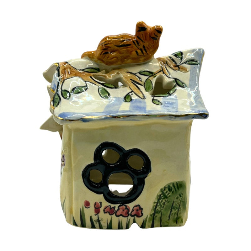 2001 Blue Sky Clayworks Kitty’s Tree House Tealight Heather Goldminc