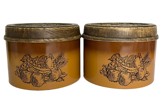 1970s Brown Ombré Cheinco Tin Canister Set of 2