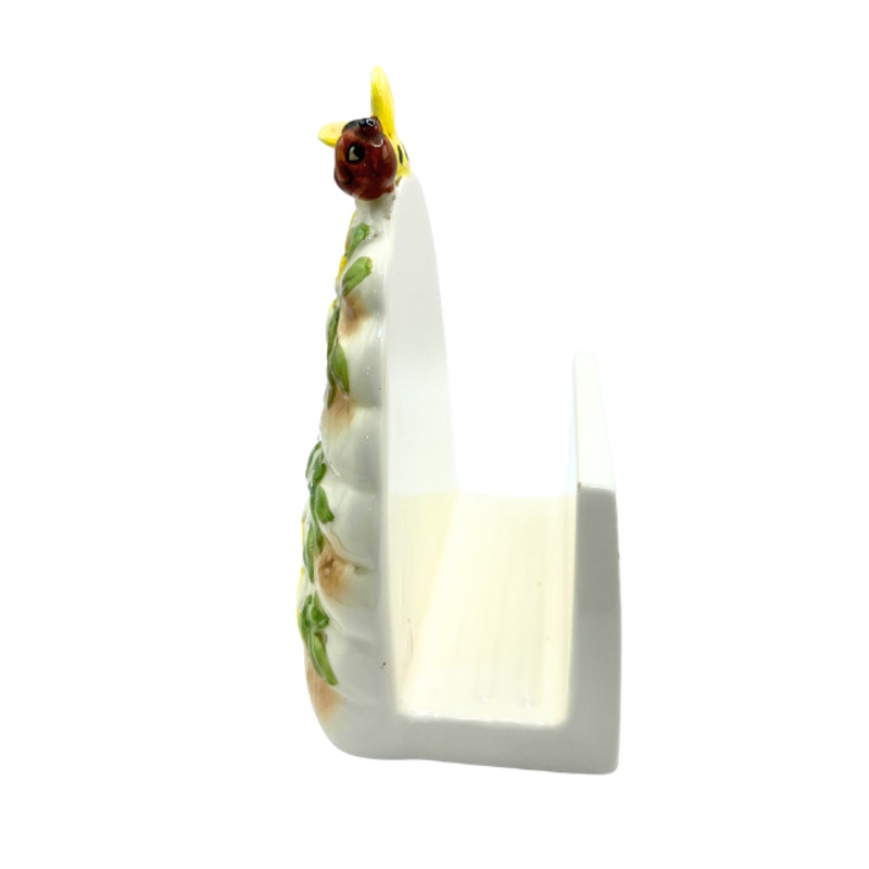 Vintage Ceramic Beehive Napkin Holder Sunflower 3D Bumblebee Japan