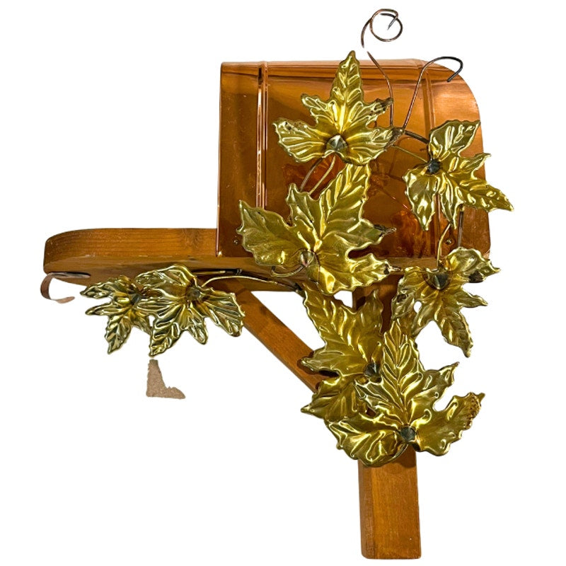 Vintage Wood & Copper Wall Mailbox Ivy Leaves Home Interiors Homco