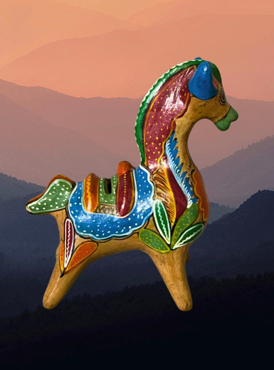 1970s Mexican Tonala Folk Art Clay Horse/ Donkey Coin Bank