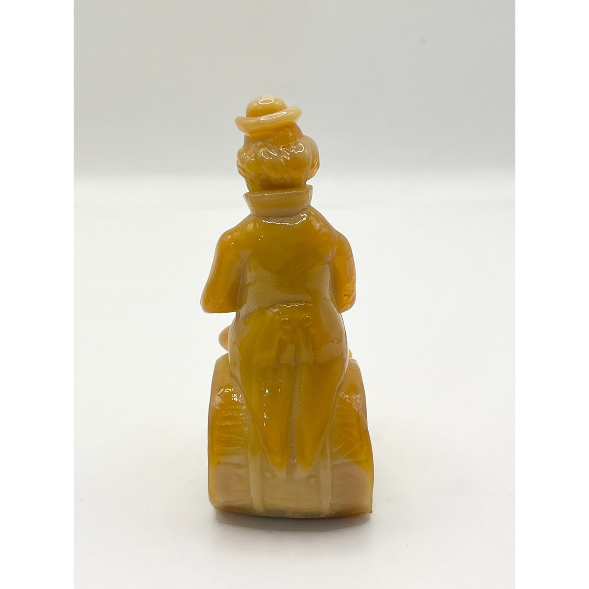Vintage Mosser Glass Yank Clown Alley Amber Slag Figurine Original Box
