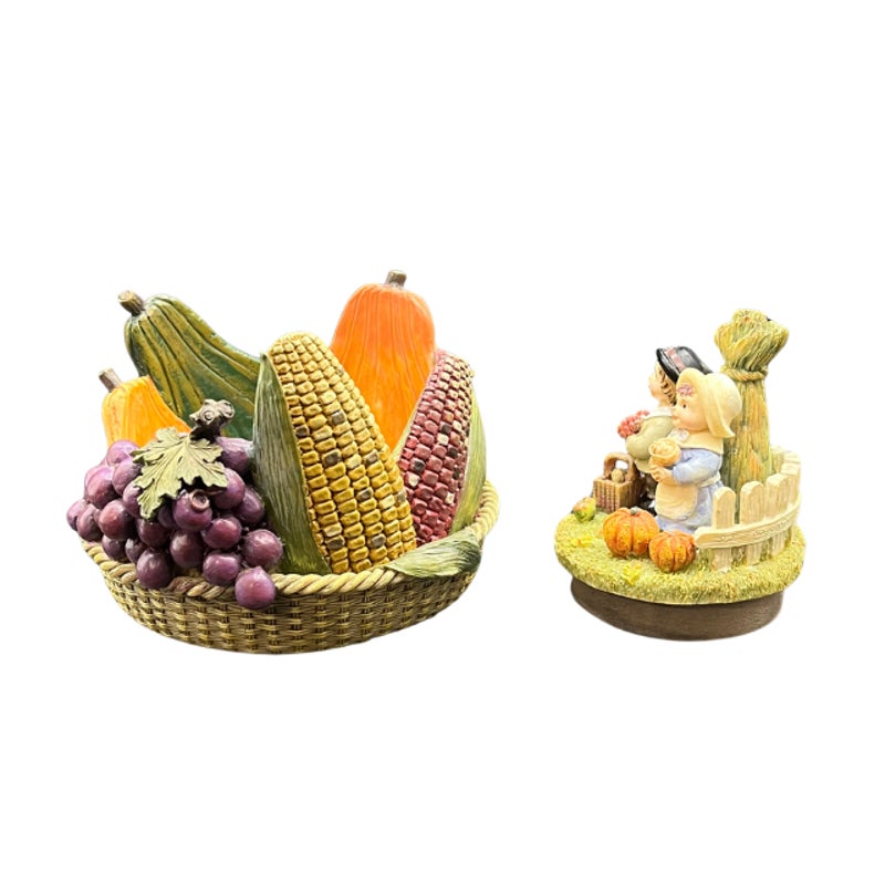Sweet Shadow Thanksgiving Candle Holder Jar Lid Harvest Fruit Produce Vintage