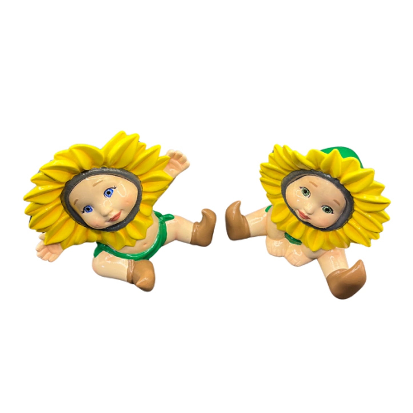 Vintage 1979 Dona's Ceramics Sunflower Babies Figurines Set Hand-Painted